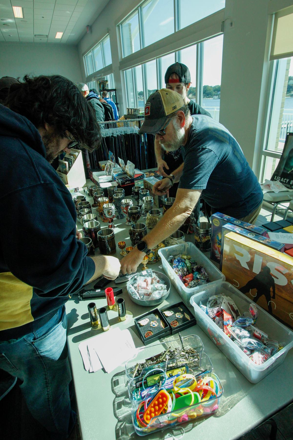 Vendors and collectors at tables