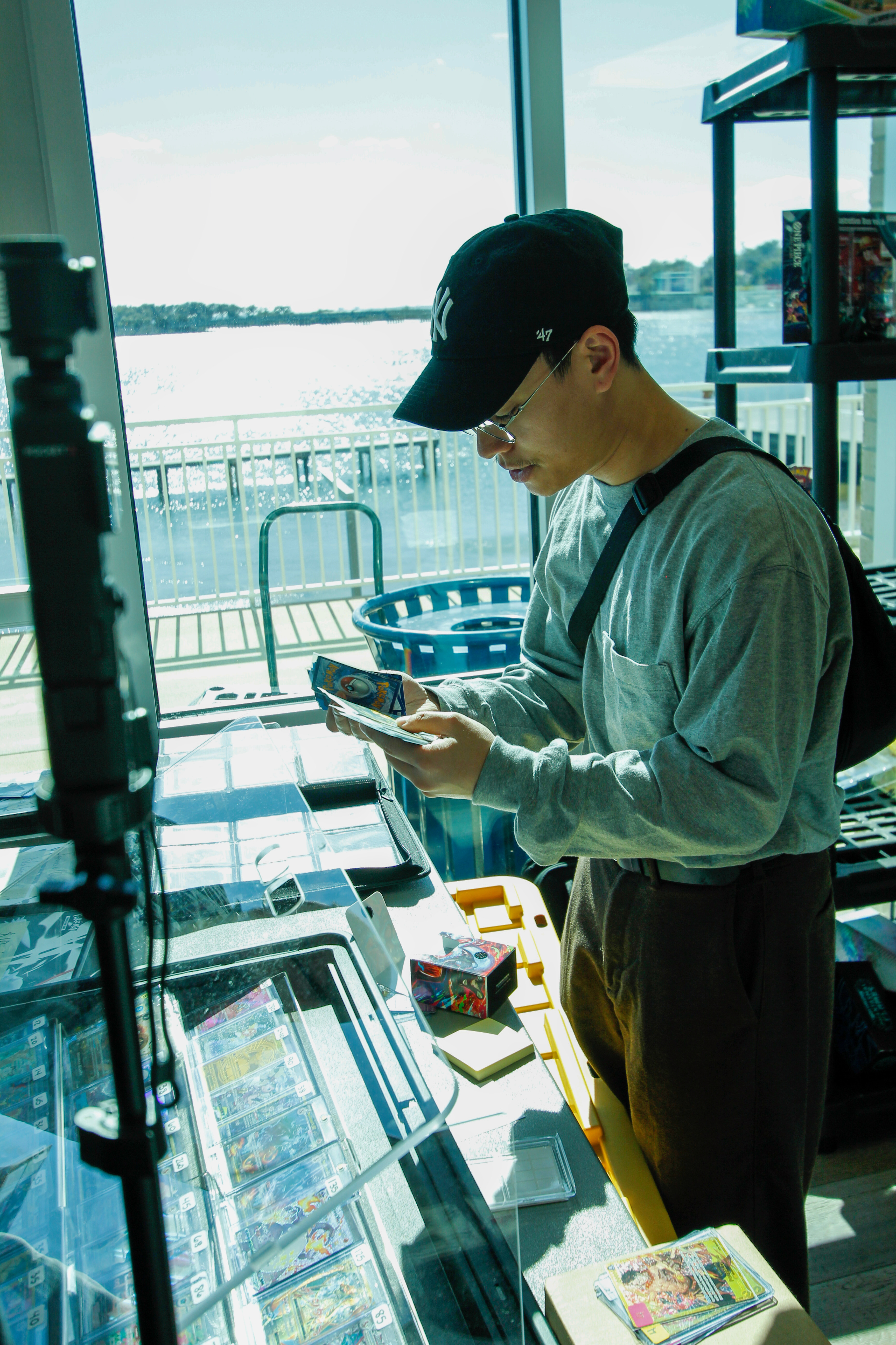 Collector browsing cards at the expo